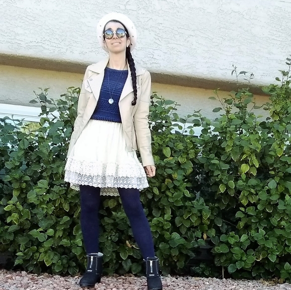 360 SWEATER  super cute blue open mesh knit jumper - Picture 3 of 8